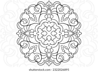 mandala decorative element ornamental composition ornament freehand drawing pattern print line design postcard background medallion outline decoration gothic style 