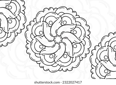 mandala elemento decorativo composición ornamental ornamento patrón de dibujo a mano alzada línea de impresión postal fondo medallón decoración de contorno estilo gótico 