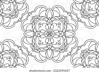 mandala decorative element ornamental composition ornament freehand drawing pattern print line design postcard background medallion outline decoration gothic style 