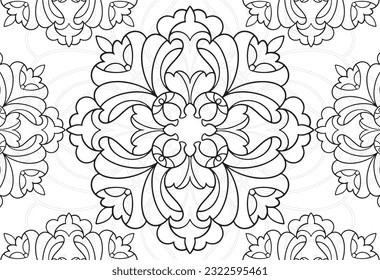 mandala decorative element ornamental composition ornament freehand drawing pattern print line design postcard background medallion outline decoration gothic style 