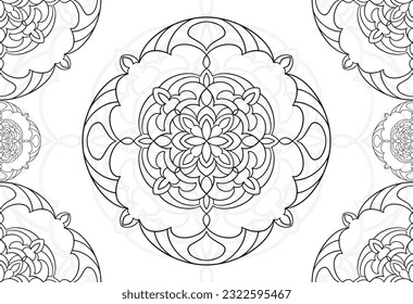 mandala dekorative Elemente Zierverzierung Freehe und Zeichnung Muster Printlinie Design Postkarte Hintergrund Medallion Umriss Dekoration gothischen Stil 