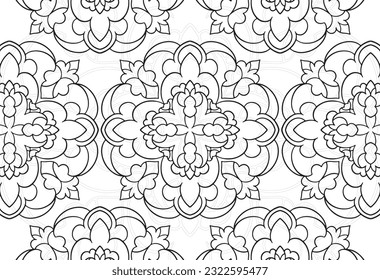 mandala decorative element ornamental composition ornament freehand drawing pattern print line design postcard background medallion outline decoration gothic style 