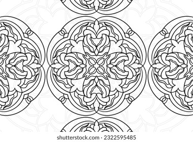 mandala decorative element ornamental composition ornament freehand drawing pattern print line design postcard background medallion outline decoration gothic style 