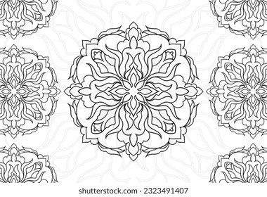 mandala elemento decorativo composición ornamental ornamento patrón de dibujo a mano alzada línea de impresión postal fondo medallón decoración de contorno estilo gótico 
