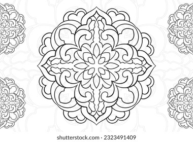 mandala elemento decorativo composición ornamental ornamento patrón de dibujo a mano alzada línea de impresión postal fondo medallón decoración de contorno estilo gótico 