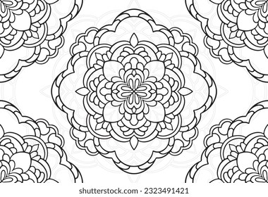 mandala decorative element ornamental composition ornament freehand drawing pattern print line design postcard background medallion outline decoration gothic style 