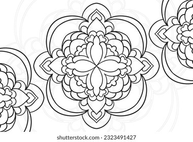 mandala decorative element ornamental composition ornament freehand drawing pattern print line design postcard background medallion outline decoration gothic style 