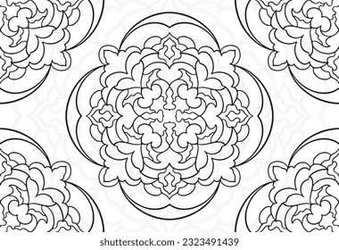 mandala decorative element ornamental composition ornament freehand drawing pattern print line design postcard background medallion outline decoration gothic style 