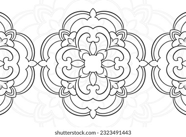 mandala decorative element ornamental composition ornament freehand drawing pattern print line design postcard background medallion outline decoration gothic style 