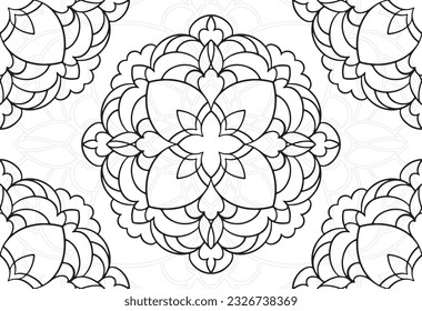 mandala decorative element ornamental composition ornament freehand drawing pattern print line design postcard background medallion outline decoration gothic style 