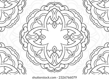 mandala decorative element ornamental composition ornament freehand drawing pattern print line design postcard background medallion outline decoration gothic style 
