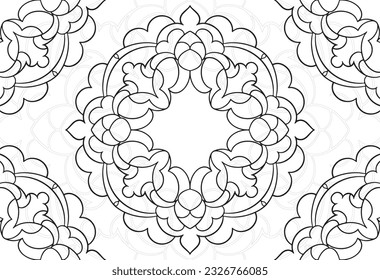 mandala decorative element ornamental composition ornament freehand drawing pattern print line design postcard background medallion outline decoration gothic style 