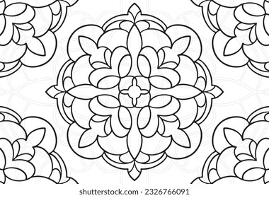 mandala decorative element ornamental composition ornament freehand drawing pattern print line design postcard background medallion outline decoration gothic style 