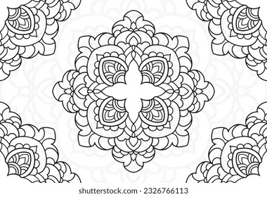 mandala decorative element ornamental composition ornament freehand drawing pattern print line design postcard background medallion outline decoration gothic style 