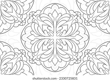 mandala dekorative Elemente Zierkomposition Freehe und Zeichnung Muster Printlinie Design Postkarte Hintergrund Medallion Umrisse Dekoration gothisch Stil Blumenmuster Blumenmuster