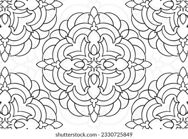 mandala decorative element ornamental composition ornament freehand drawing pattern print line design postcard background medallion outline decoration gothic style floral