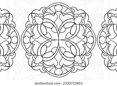 mandala decorative element ornamental composition ornament freehand drawing pattern print line design postcard background medallion outline decoration gothic style floral