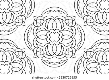 mandala decorative element ornamental composition ornament freehand drawing pattern print line design postcard background medallion outline decoration gothic style floral