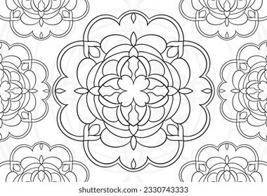 mandala decorative element ornamental composition ornament freehand drawing pattern print line design postcard background medallion outline decoration gothic style floral