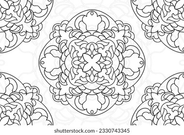 mandala decorative element ornamental composition ornament freehand drawing pattern print line design postcard background medallion outline decoration gothic style floral