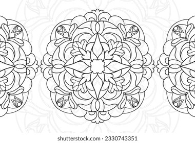 mandala decorative element ornamental composition ornament freehand drawing pattern print line design postcard background medallion outline decoration gothic style floral
