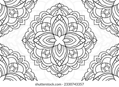 mandala decorative element ornamental composition ornament freehand drawing pattern print line design postcard background medallion outline decoration gothic style floral