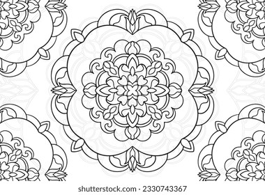 mandala decorative element ornamental composition ornament freehand drawing pattern print line design postcard background medallion outline decoration gothic style floral