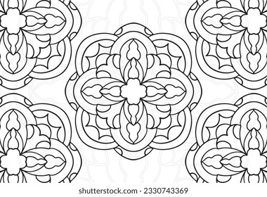 mandala decorative element ornamental composition ornament freehand drawing pattern print line design postcard background medallion outline decoration gothic style floral