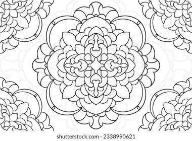 mandala decorative element ornamental composition ornament freehand drawing pattern print line design postcard background medallion outline decoration gothic style
