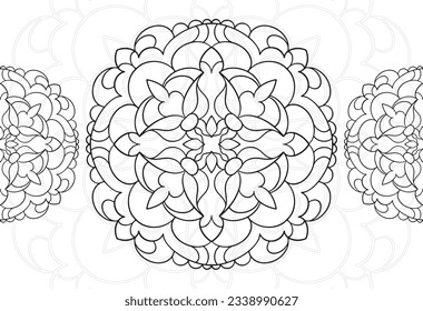 mandala decorative element ornamental composition ornament freehand drawing pattern print line design postcard background medallion outline decoration gothic style

