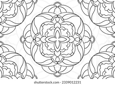 mandala decorative element ornamental composition ornament freehand drawing pattern print line design postcard background medallion outline decoration gothic style