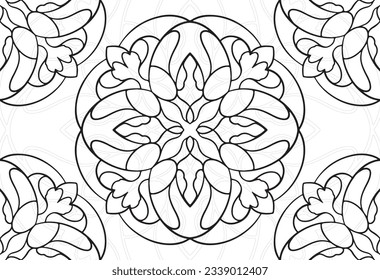 mandala decorative element ornamental composition ornament freehand drawing pattern print line design postcard background medallion outline decoration gothic style