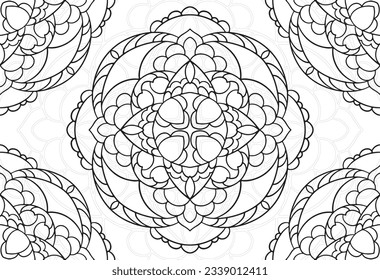 mandala decorative element ornamental composition ornament freehand drawing pattern print line design postcard background medallion outline decoration gothic style