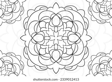 mandala decorative element ornamental composition ornament freehand drawing pattern print line design postcard background medallion outline decoration gothic style