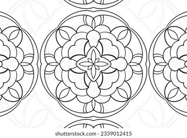 mandala decorative element ornamental composition ornament freehand drawing pattern print line design postcard background medallion outline decoration gothic style