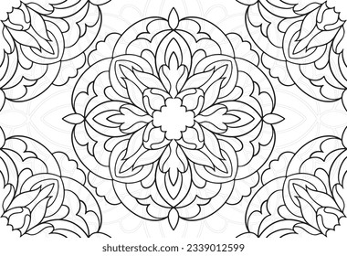 mandala decorative element ornamental composition ornament freehand drawing pattern print line design postcard background medallion outline decoration gothic style