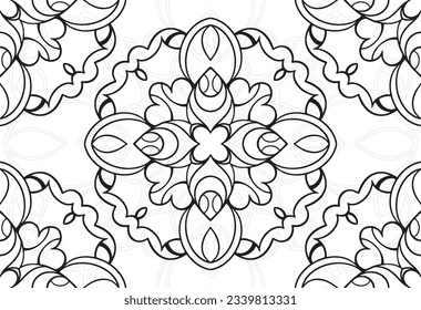 mandala decorative element ornamental composition ornament freehand drawing pattern print line design postcard background medallion outline decoration gothic style
