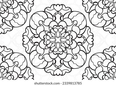 mandala decorative element ornamental composition ornament freehand drawing pattern print line design postcard background medallion outline decoration gothic style