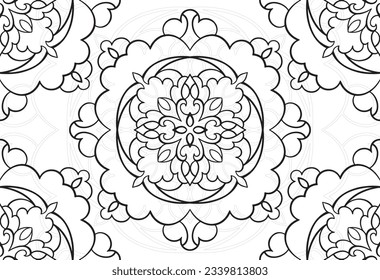 mandala decorative element ornamental composition ornament freehand drawing pattern print line design postcard background medallion outline decoration gothic style