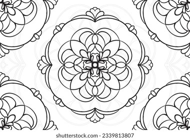 mandala decorative element ornamental composition ornament freehand drawing pattern print line design postcard background medallion outline decoration gothic style