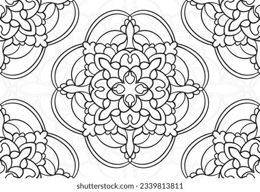 mandala decorative element ornamental composition ornament freehand drawing pattern print line design postcard background medallion outline decoration gothic style