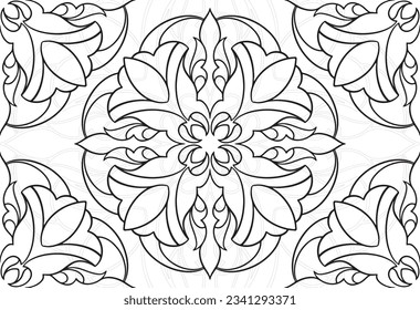 mandala decorative element ornamental composition ornament freehand drawing pattern print line design postcard background medallion outline decoration gothic style flower