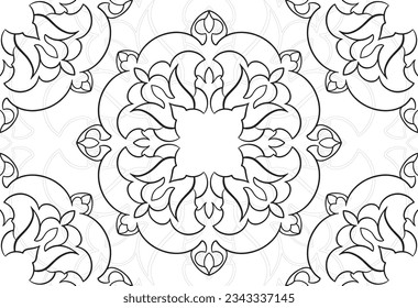 mandala decorative element ornamental composition ornament freehand drawing pattern print line design postcard background medallion outline decoration gothic style floral
