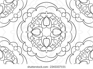 mandala decorative element ornamental composition ornament freehand drawing pattern print line design postcard background medallion outline decoration gothic style floral