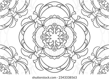 mandala decorative element ornamental composition ornament freehand drawing pattern print line design postcard background medallion outline decoration gothic style floral
