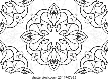 mandala elemento decorativo composición ornamental ornamento patrón de dibujo a mano alzada línea de impresión postales fondo medallón decoración de contorno gótico estilo floral