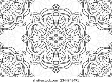 mandala decorative element ornamental composition ornament freehand drawing pattern print line design postcard background medallion outline decoration gothic style floral