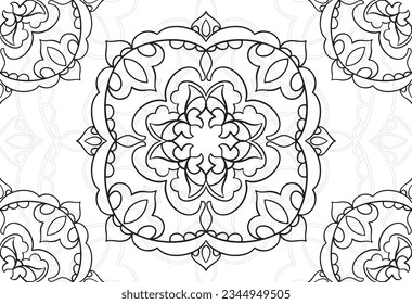 mandala decorative element ornamental composition ornament freehand drawing pattern print line design postcard background medallion outline decoration gothic style floral
