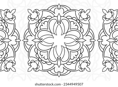 mandala decorative element ornamental composition ornament freehand drawing pattern print line design postcard background medallion outline decoration gothic style floral