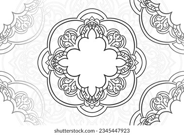 mandala decorative element ornamental composition ornament freehand drawing pattern print line design postcard background medallion outline decoration gothic style floral